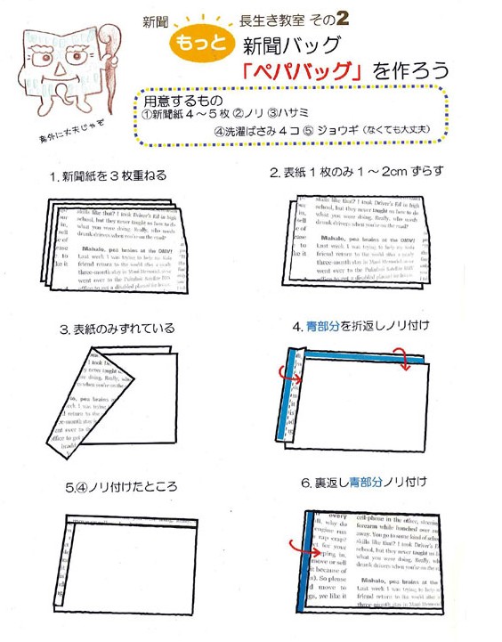 ペパバッグ 新聞紙を使ってエコバッグ作りに挑戦 Asianbeat